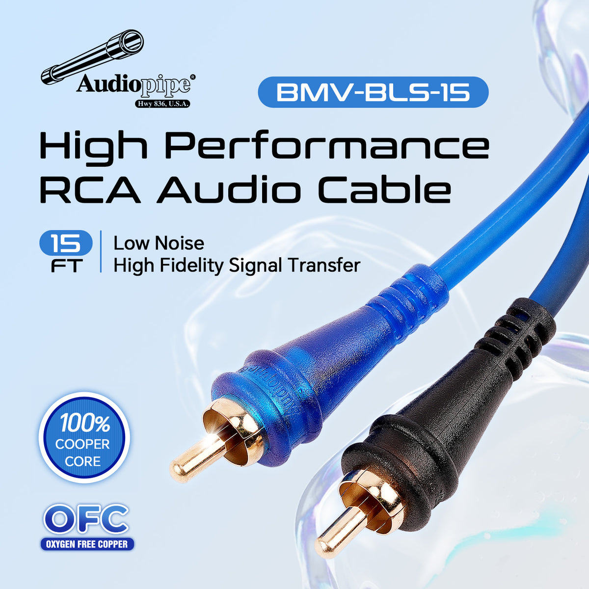 BMV-BLS-17 17FT Frosted RCA Audio Cable, 10-Pack (10 Individual Cables)