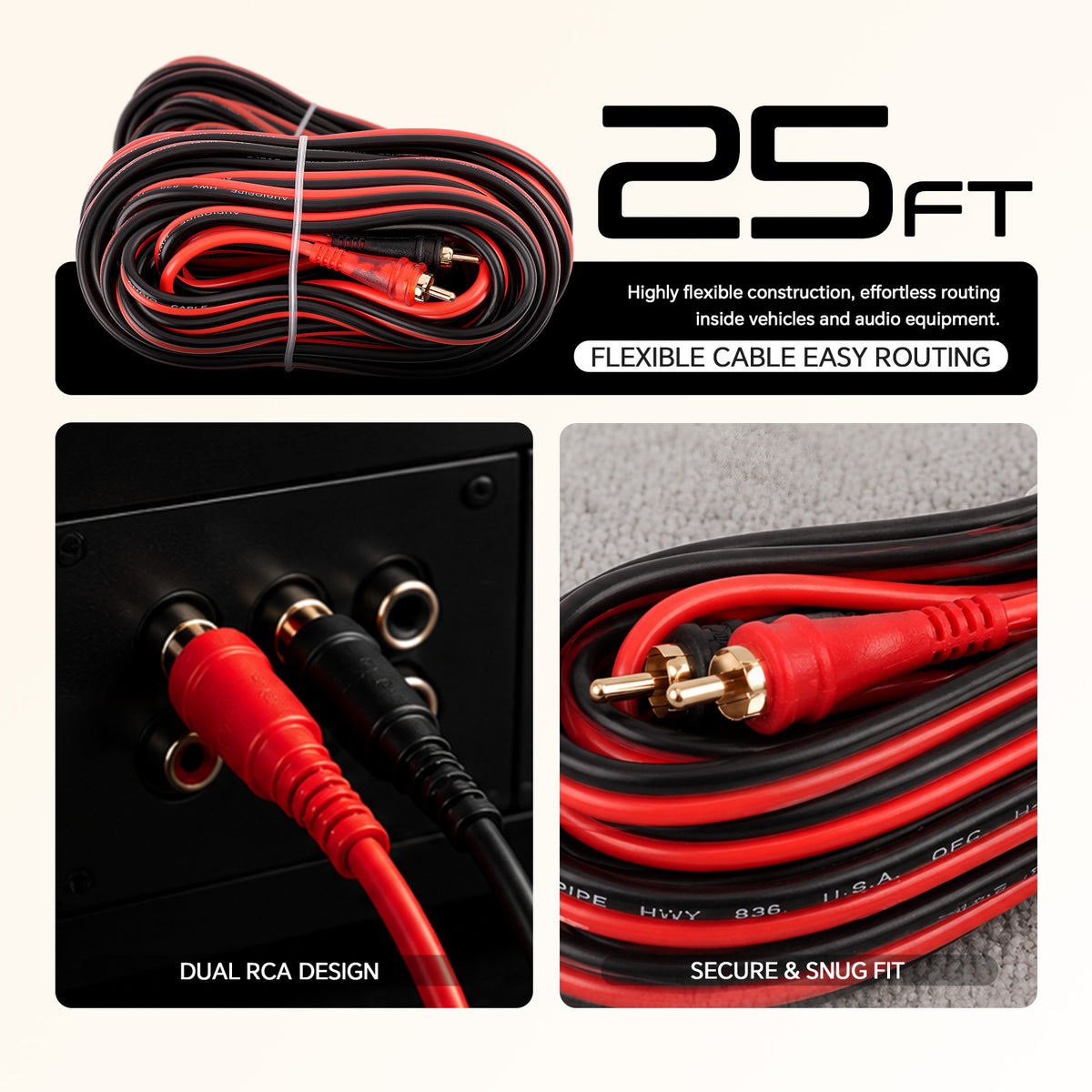Oxygen Free 25’ RCA Audio Cable (AMFV-25)