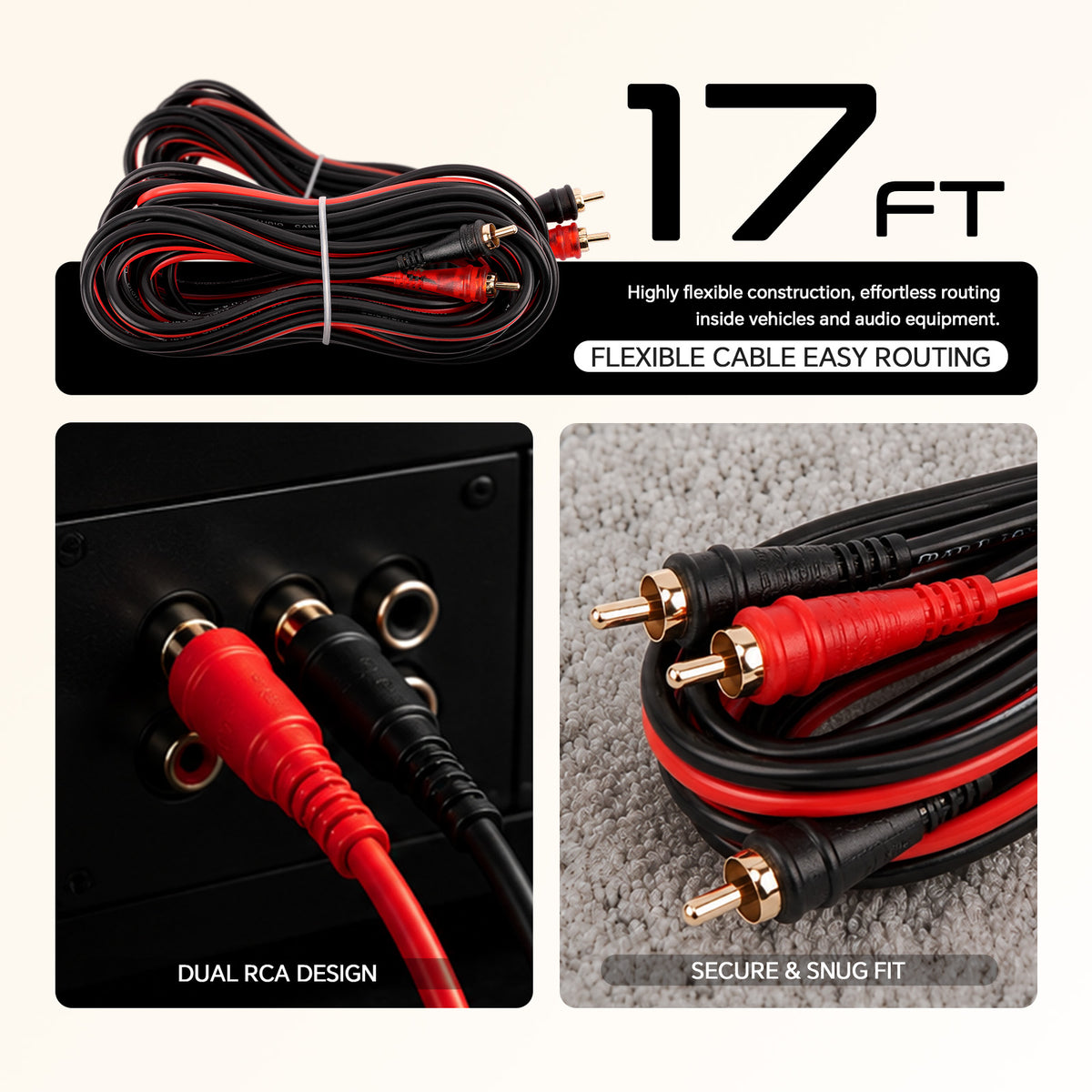 Oxygen Free 17’ RCA Audio Cable (AMFV-17)