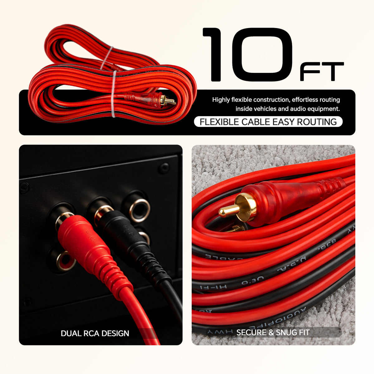 Oxygen Free 10’ RCA Audio Cable (AMFV-10)