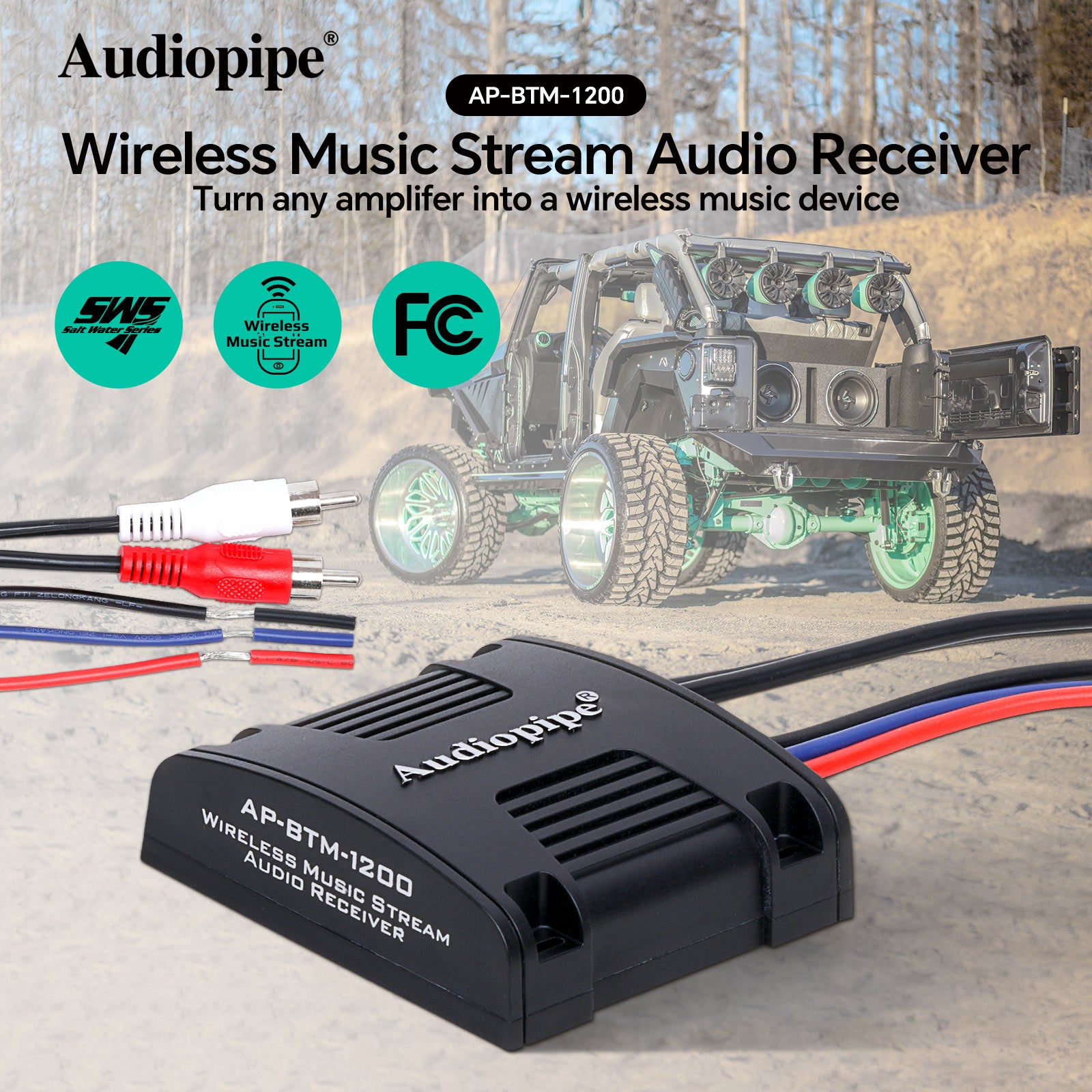 Marine Wireless Music Stream Audio Receiver (AP-BTM-1200), Sold individually