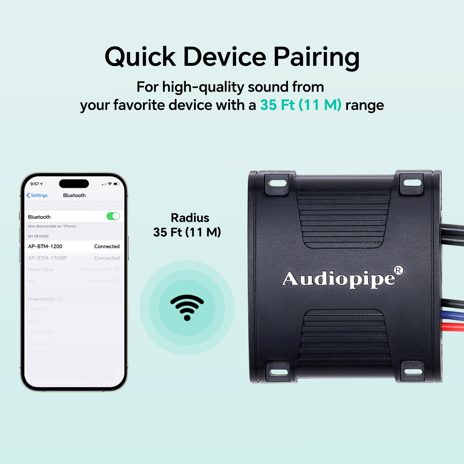 Marine Wireless Music Stream Audio Receiver (AP-BTM-1200), Sold individually