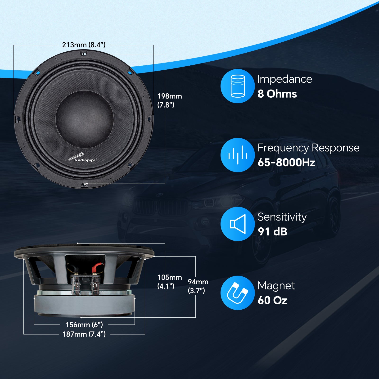 8" Mid-Low Frequency Loudspeaker (APLMB-8), Sold individually