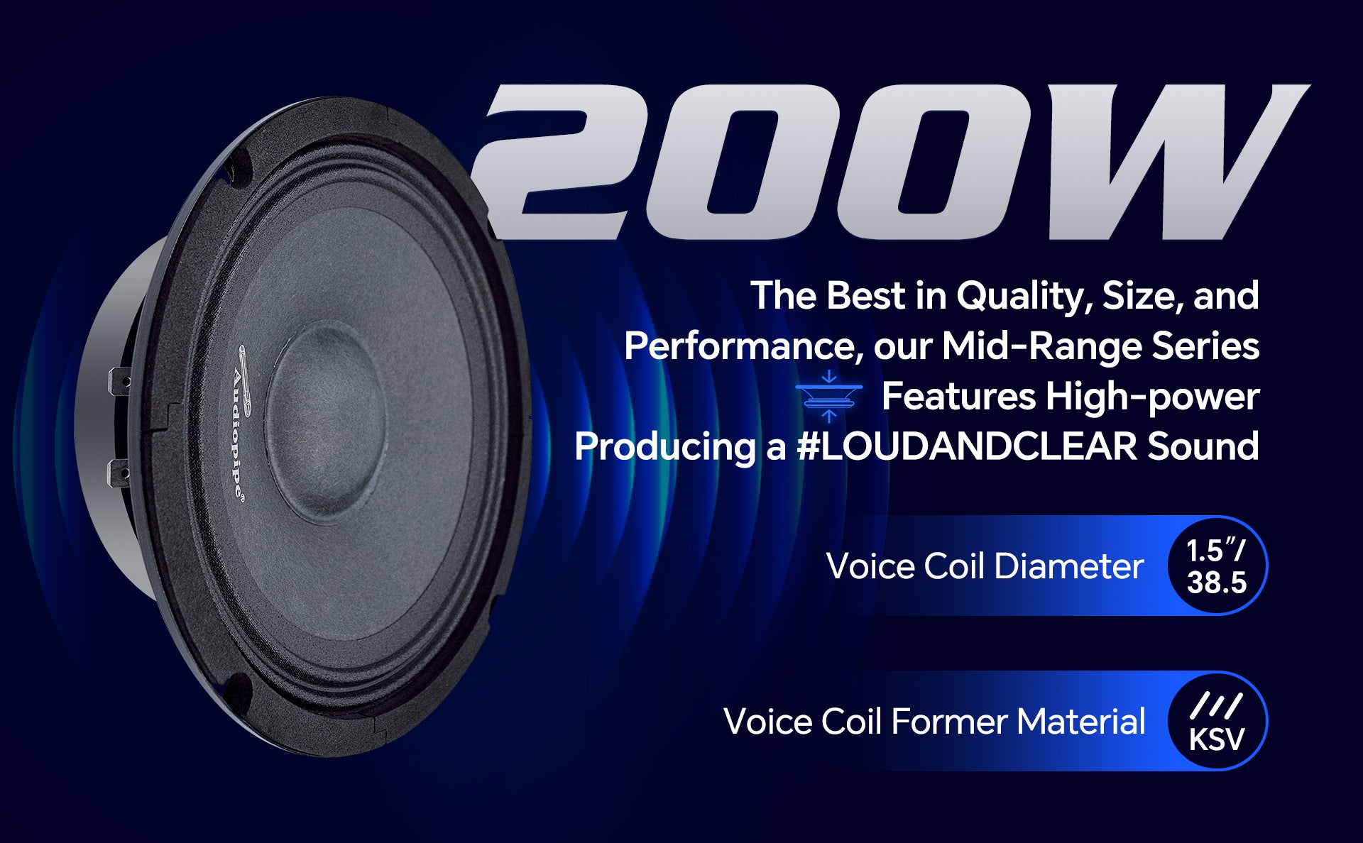 6" Mid-Range Frequency Loudspeaker (APMB-627-4), Sold in pairs