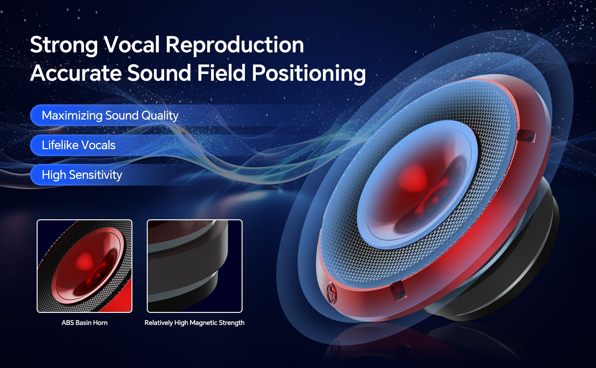 6.5" Compression Horn Mid-Range Loudspeaker (APMB-628GH-RED), Sold individually