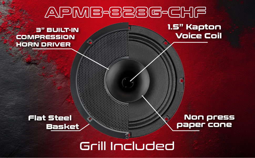 8" Compression Horn Mid-range Loudspeaker (APMB-828G-CHF), Sold individually