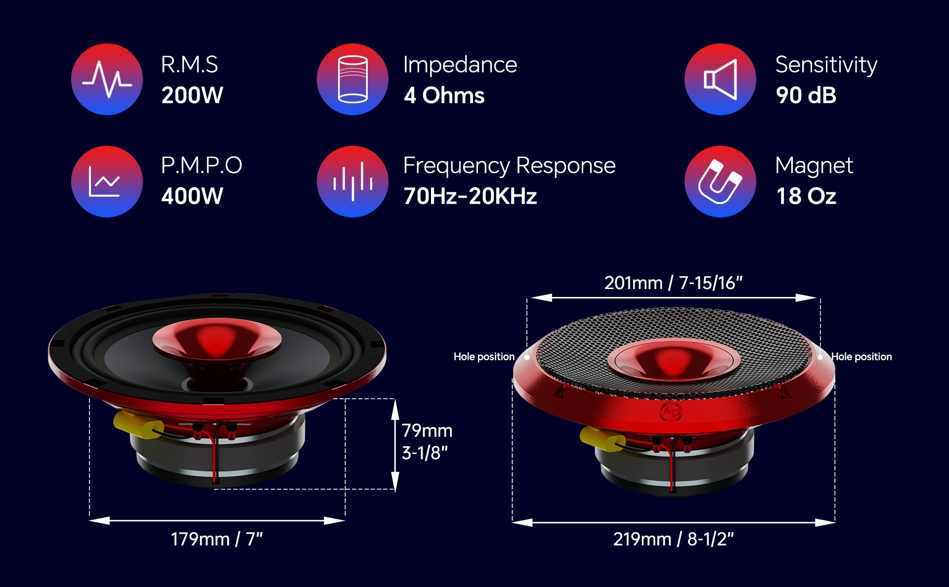 8" Compression Horn Mid-Range Loudspeaker (APMB-828GH-RED), Sold individually