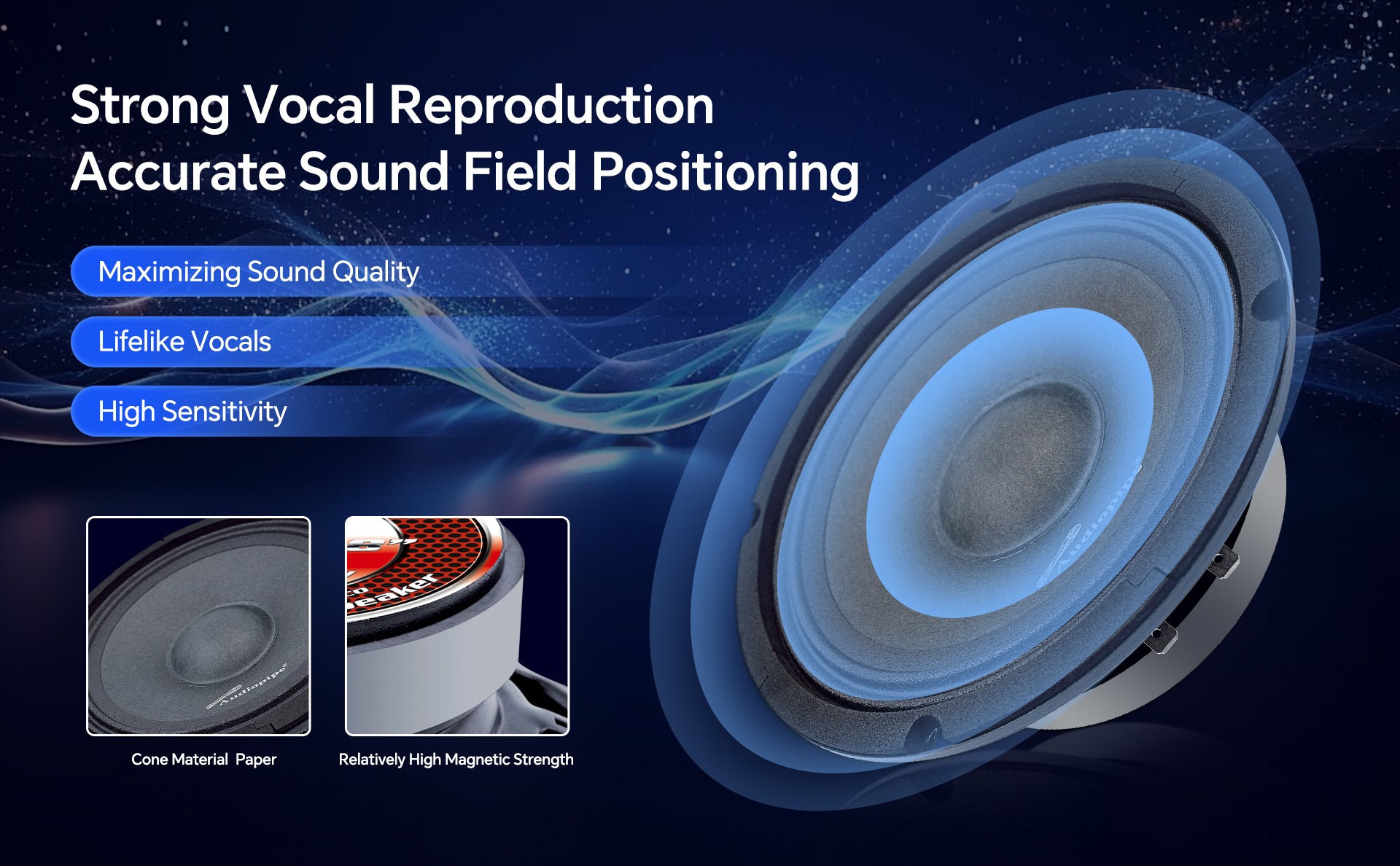 8" Mid-Range Frequency Loudspeaker (APMB-847-4), Sold in pairs