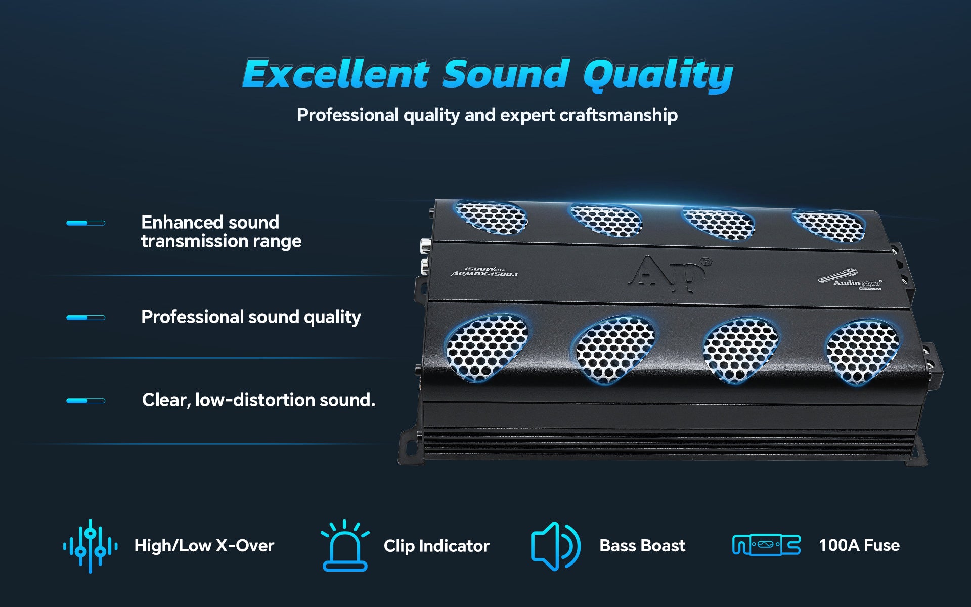 Mosfet / Ic Technology Car Audio Amplifier (APMOX-1500.1)