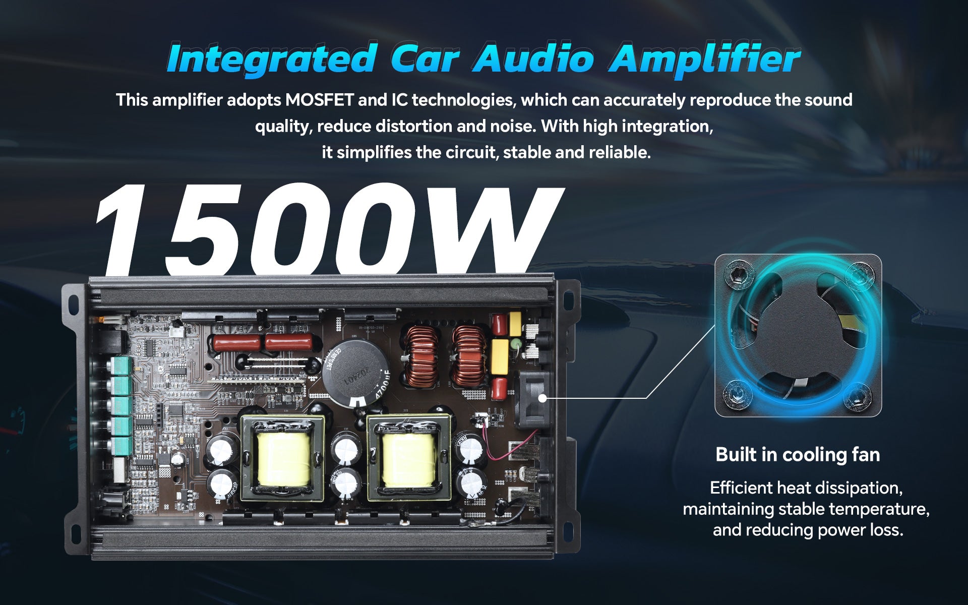Mosfet / Ic Technology Car Audio Amplifier (APMOX-1500.1)