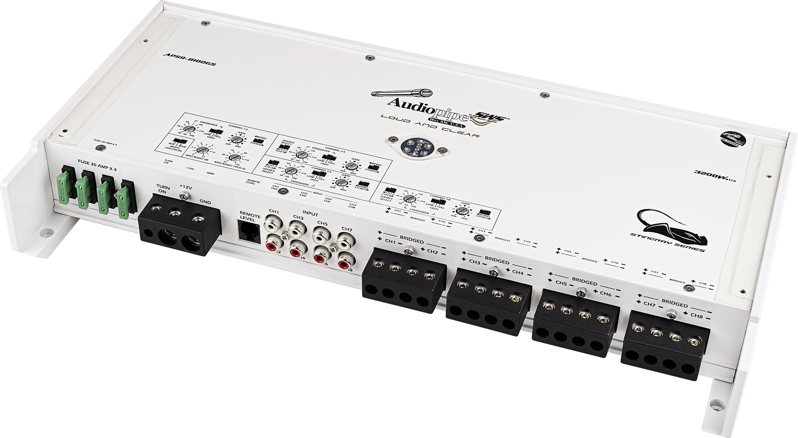 APSR-8100GS - 3200W 8-Channel Class D Marine Amplifier