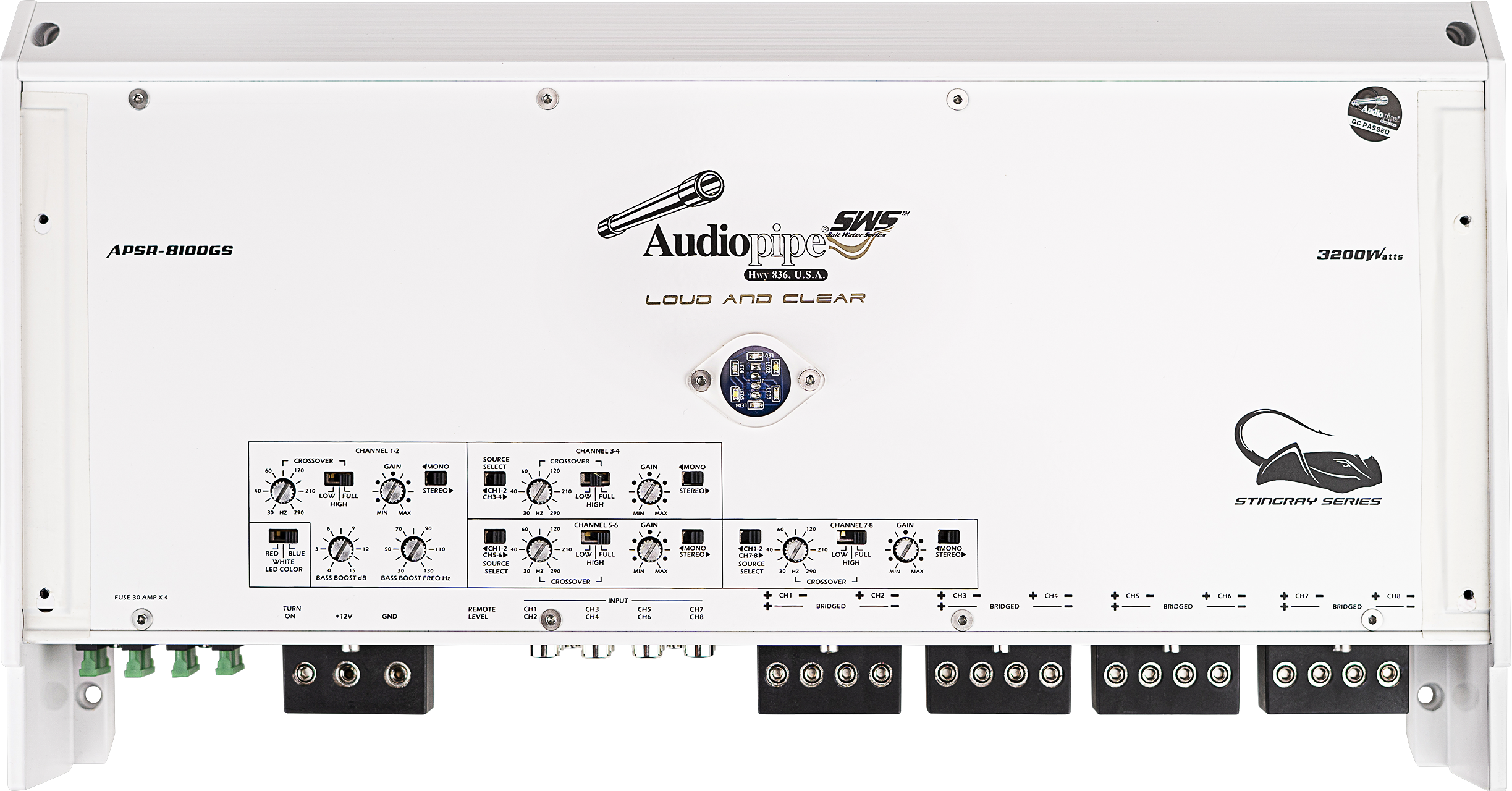 APSR-8100GS - 3200W 8-Channel Class D Marine Amplifier