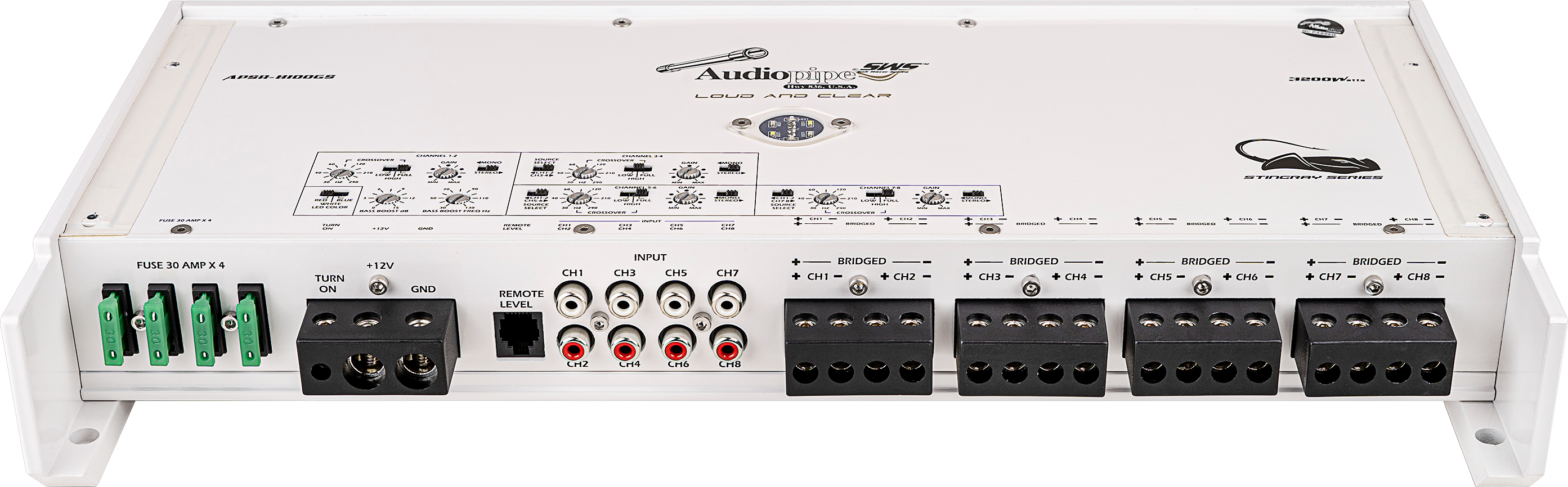 APSR-8100GS - 3200W 8-Channel Class D Marine Amplifier