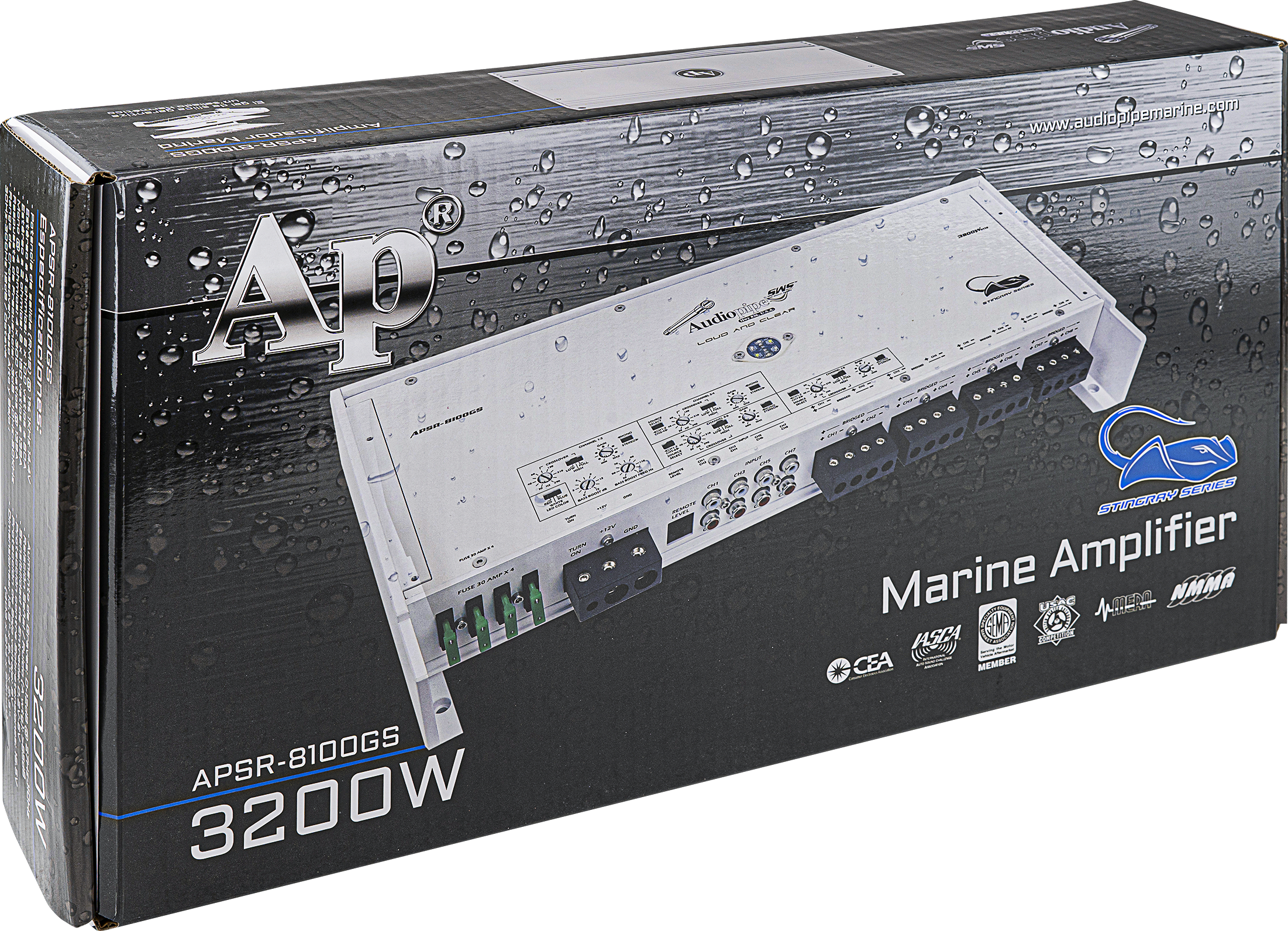 APSR-8100GS - 3200W 8-Channel Class D Marine Amplifier