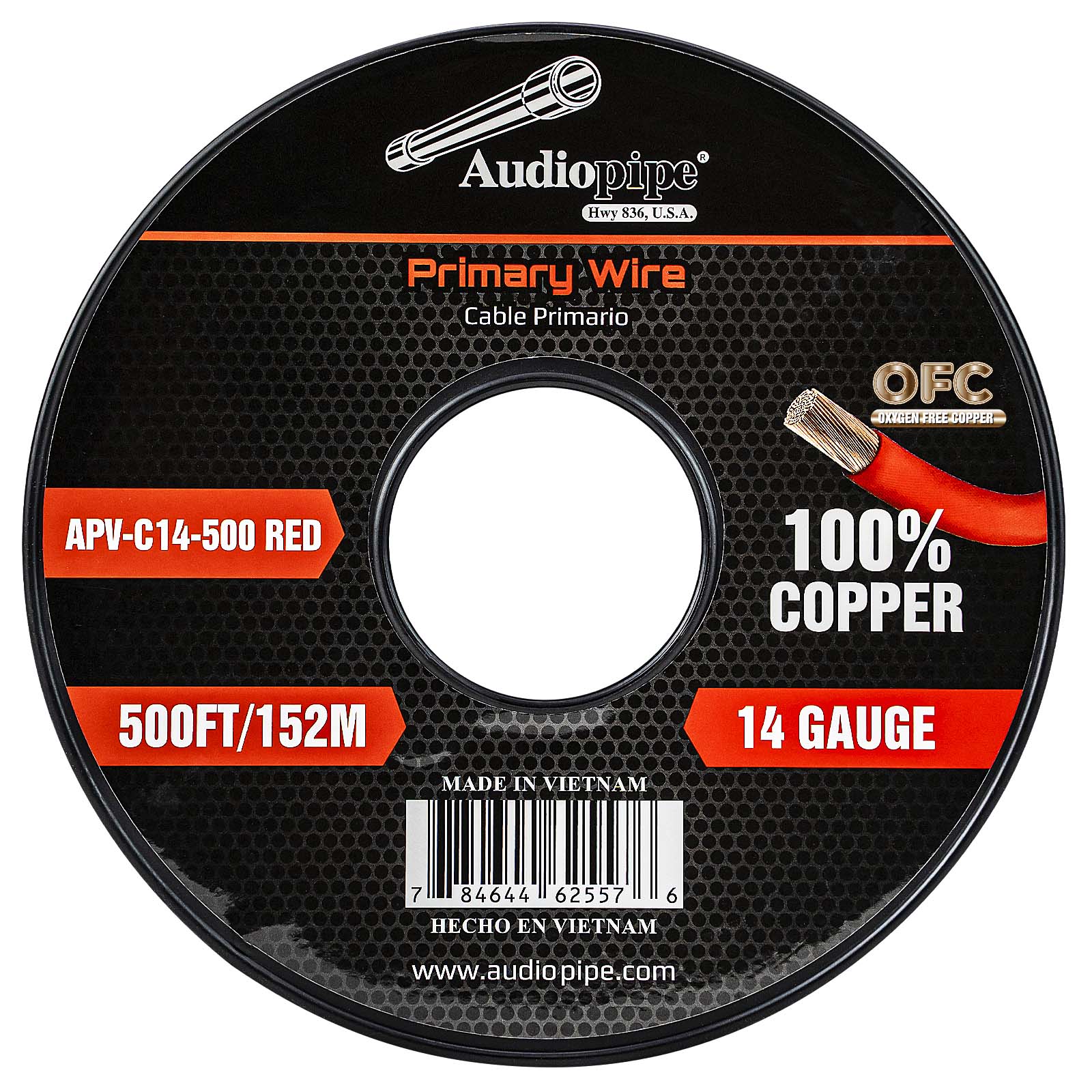 500Ft 14 Gauge Red Primary Wire (APV-C14-500 RED)