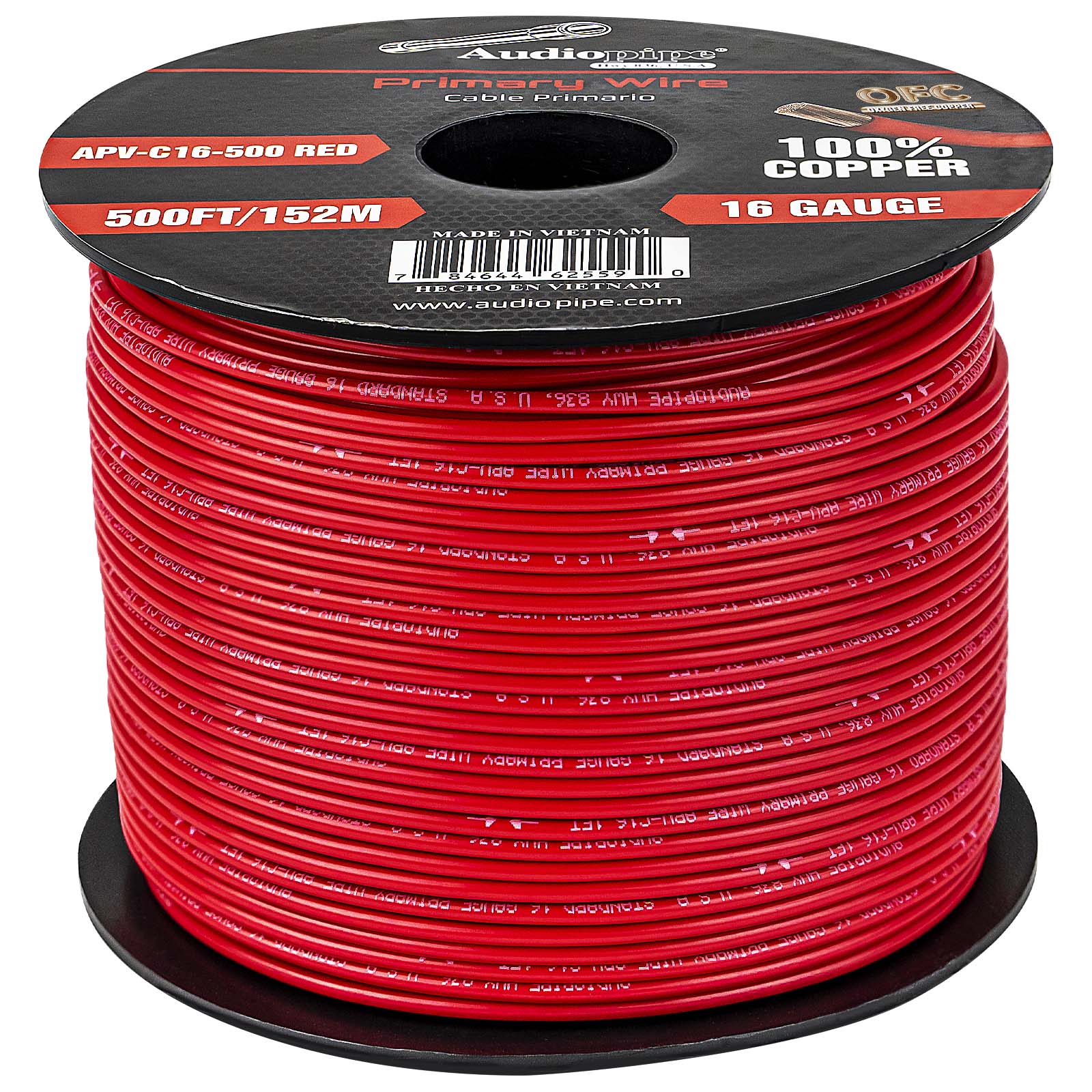 500Ft 16 Gauge Red Primary Wire (APV-C16-500 RED)