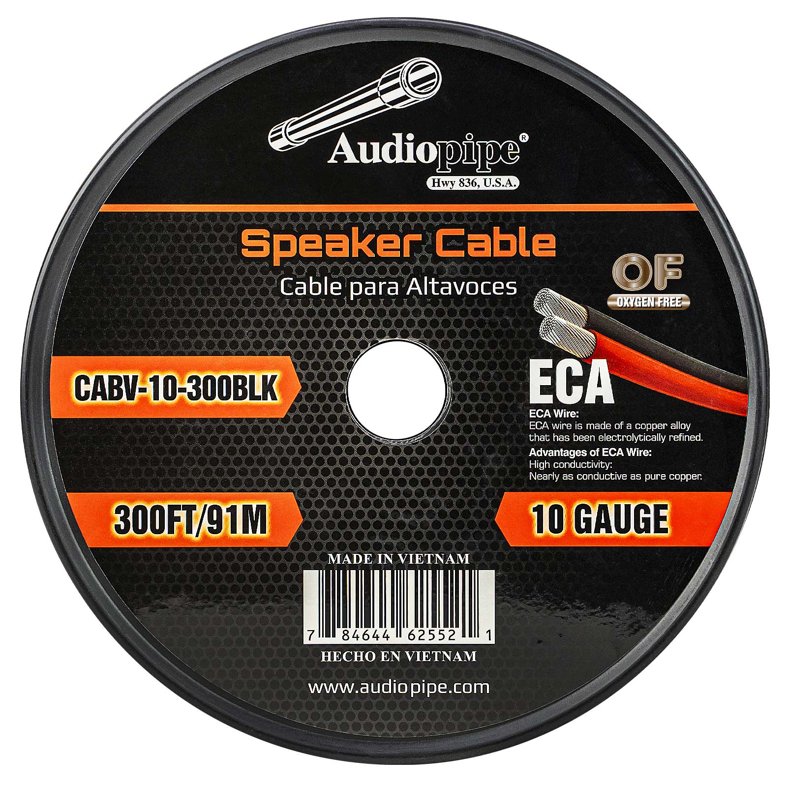 300FT 10AWG Speaker Cable (CABV-10-300 BLK)