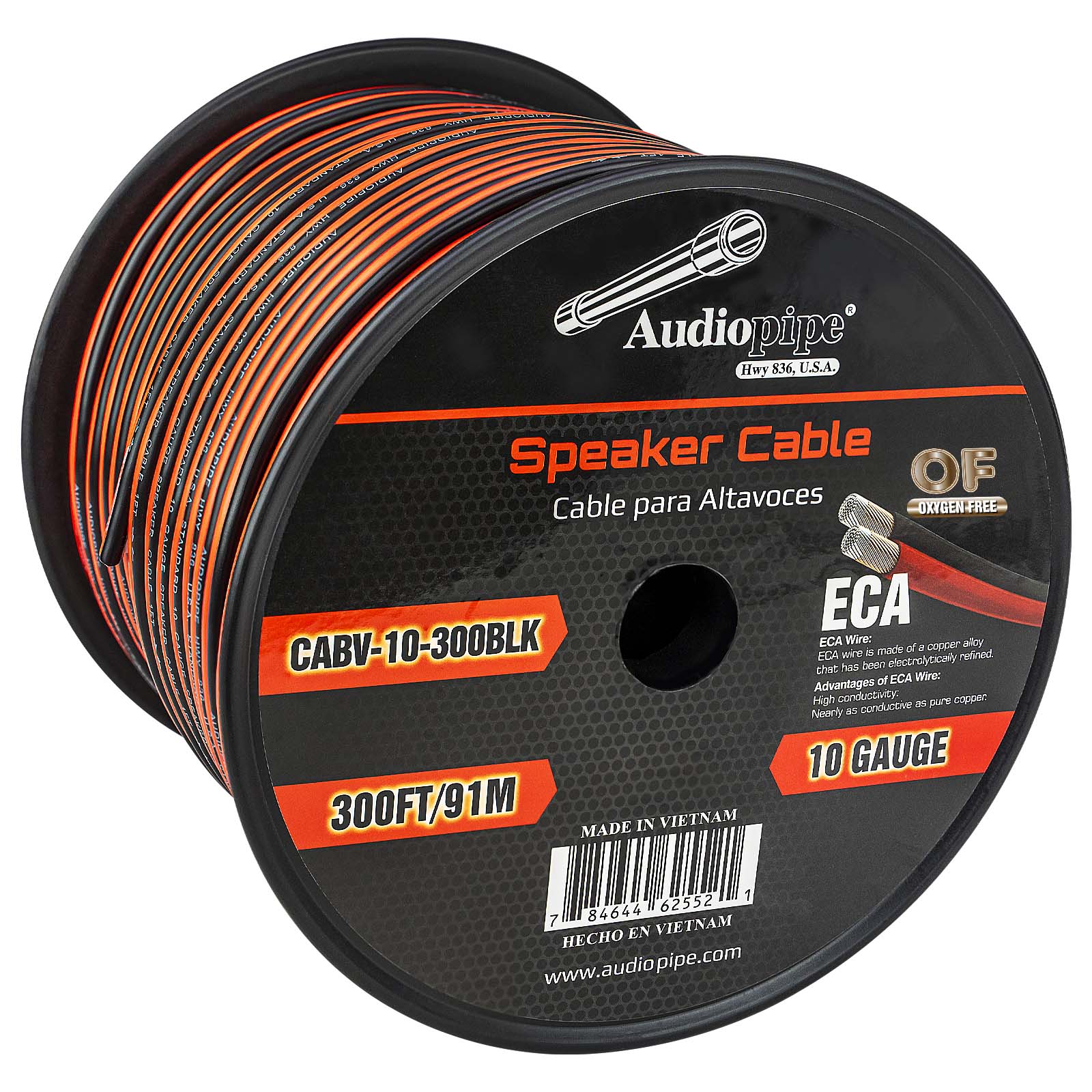 300FT 10AWG Speaker Cable (CABV-10-300 BLK)