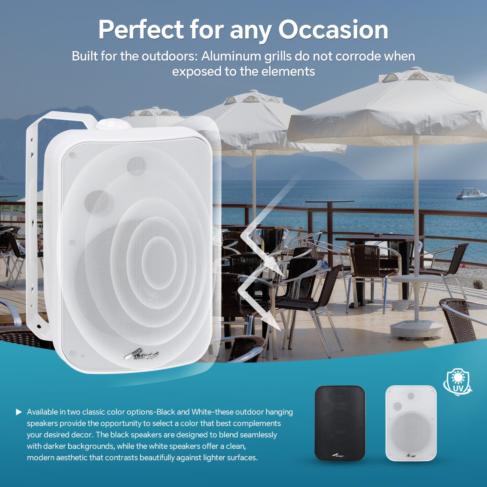 8” 2-Way Weatherproof Professional Monitor Speaker (ODP-870T-BLK), Sold individually