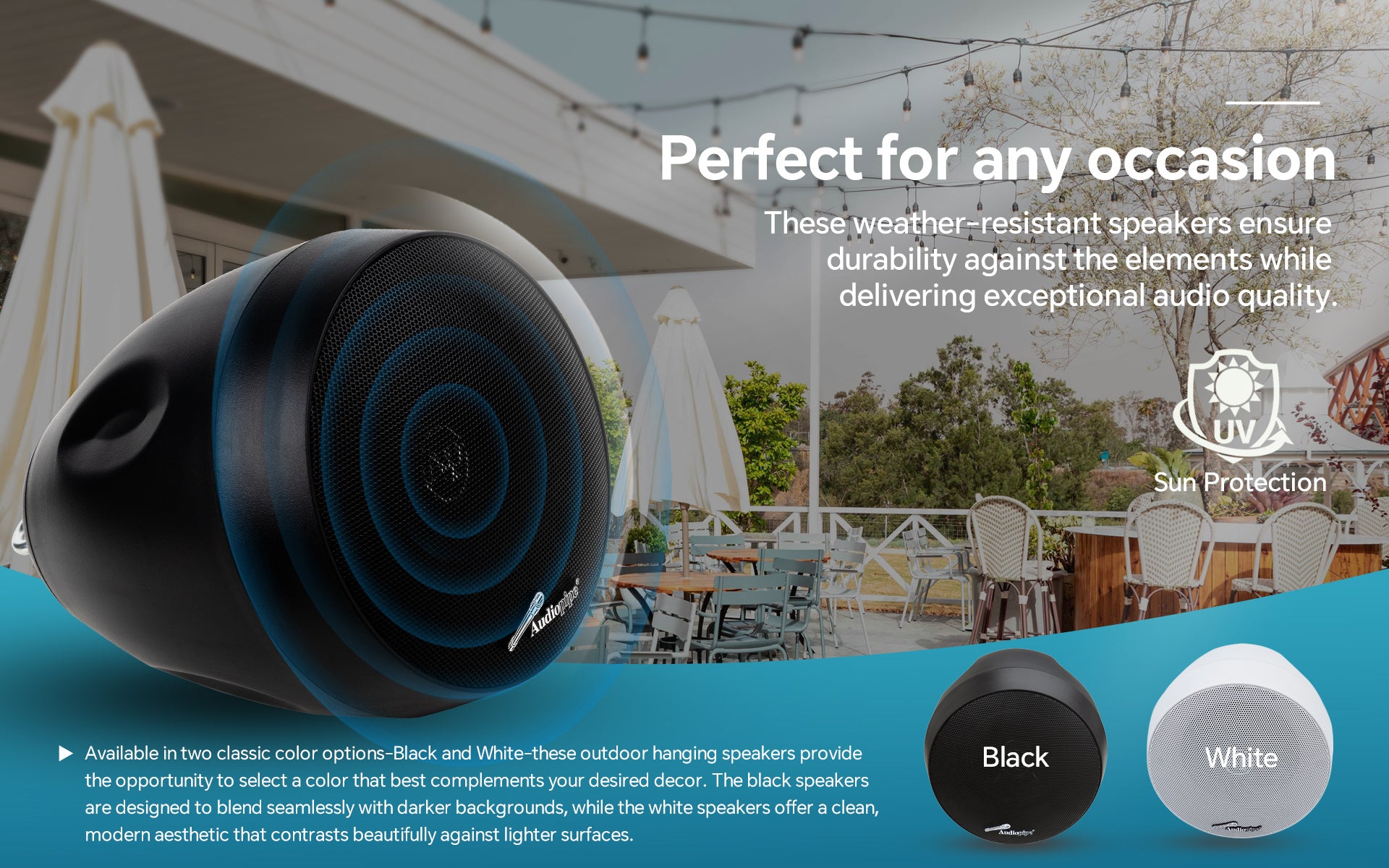 5-1.4” 2-Way Pendant Hanging Speaker (ODP-HS-518WH), Sold individually