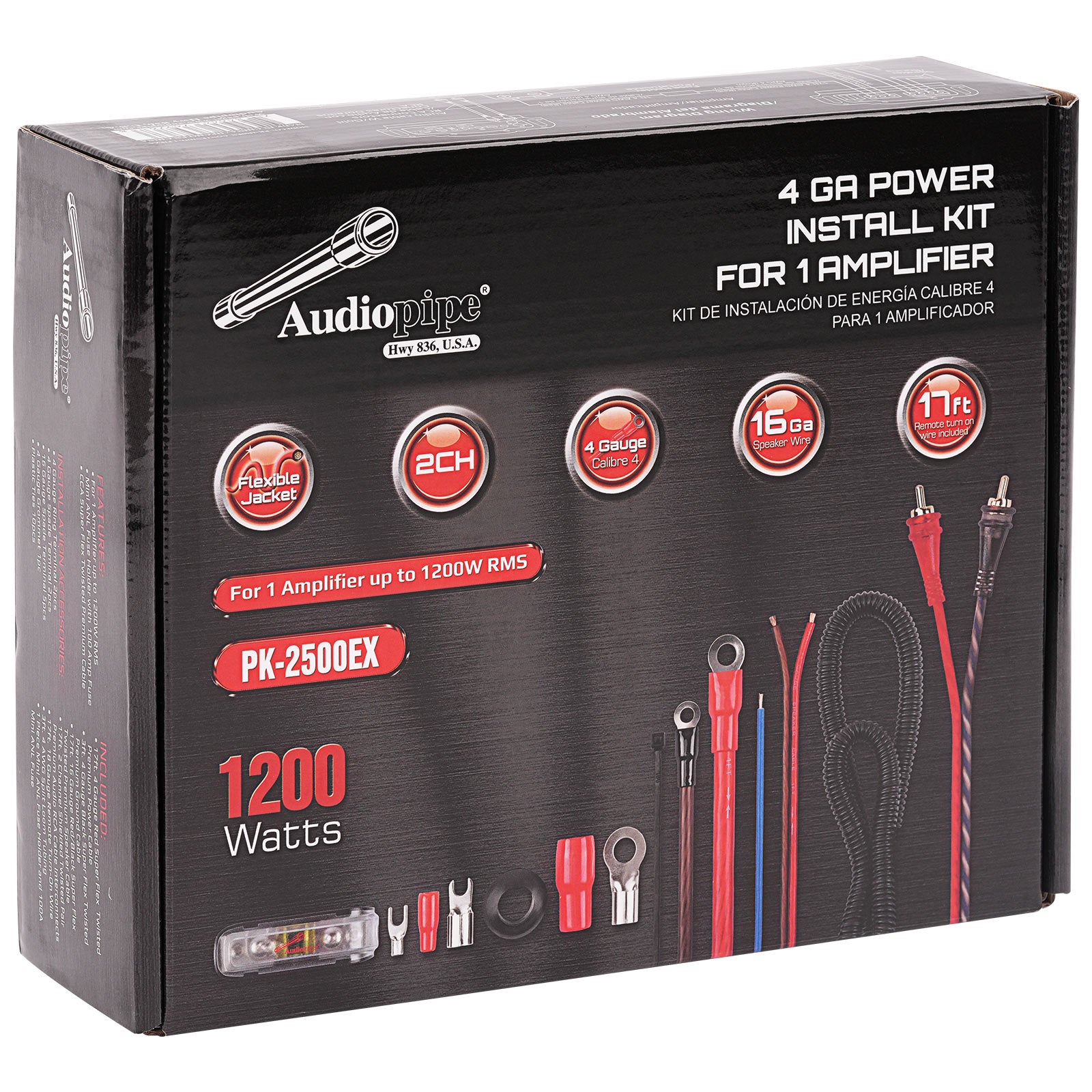 4 GA Power Install Kit for 1 Amplifier (PK-2500EX)