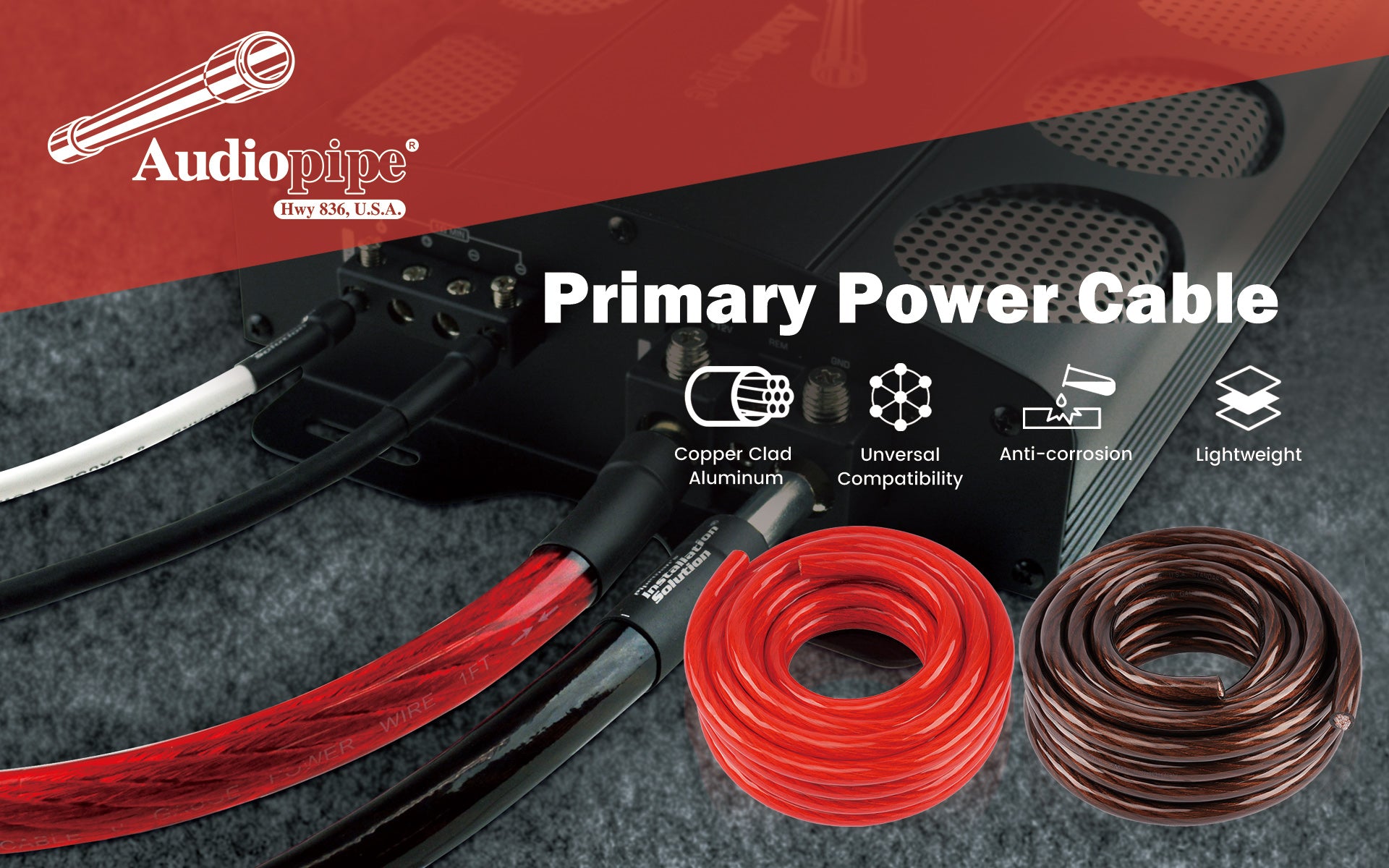 50Ft 0 Gauge Black and 50Ft 0 Gauge Red Primary Wire (PWK-0-50RB)