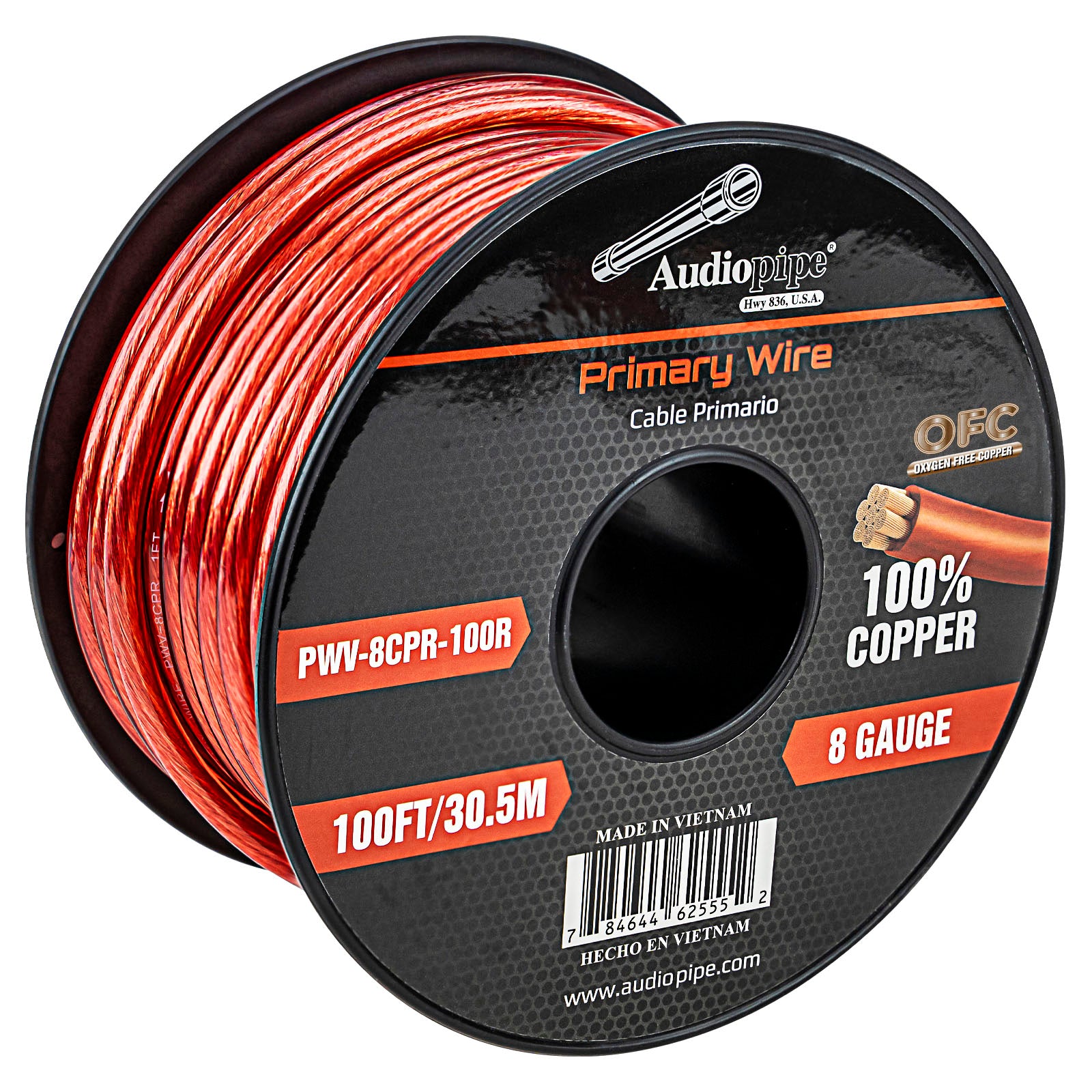 100Ft 8 Gauge Primary Wire (PWV-8CPR-100R)