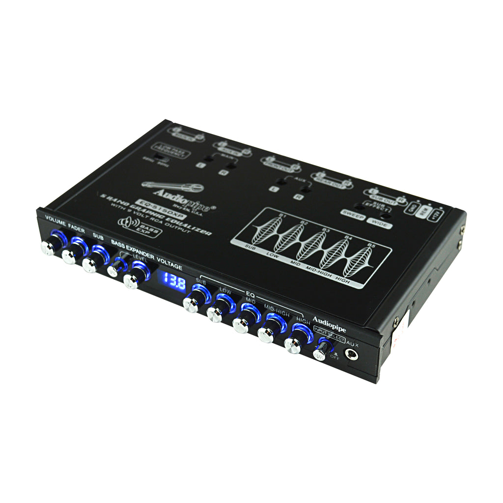 Audiopipe 5 Band Graphic Equalizer with 9 Volt RCA Output (EQ-515DXP)