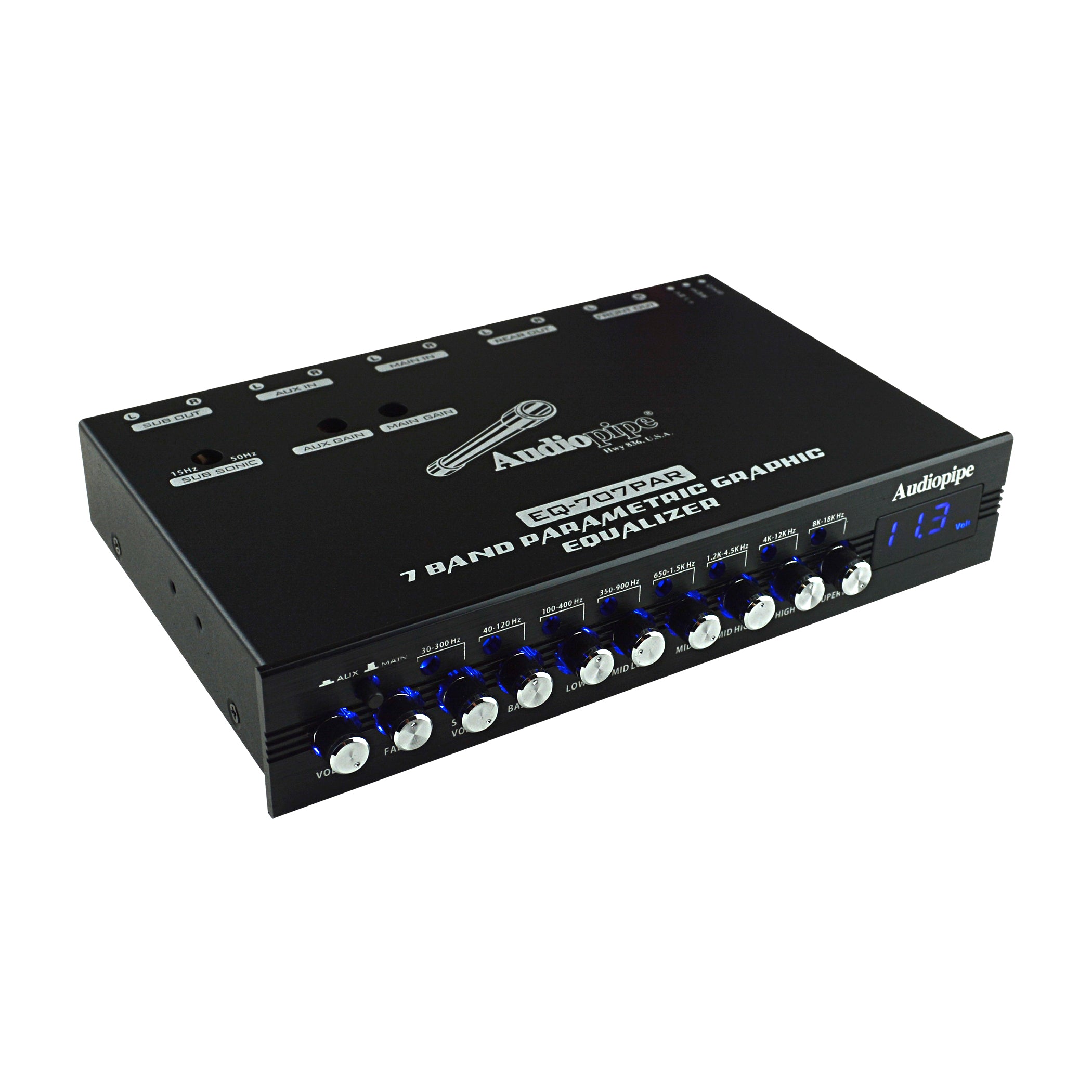 Audiopipe 7 Band Parametric Graphic Equalizer with 9V Line Driver (EQ-707PAR)