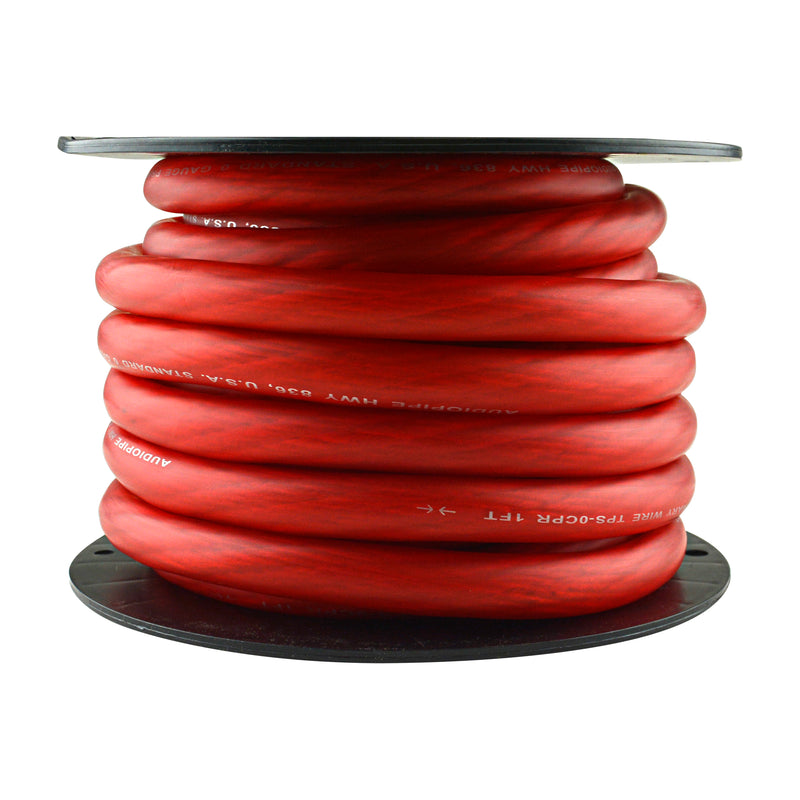 TPS-0CPR-25R - 0 Gauge 25’ 100% Copper Flexible Primary Wire - Red