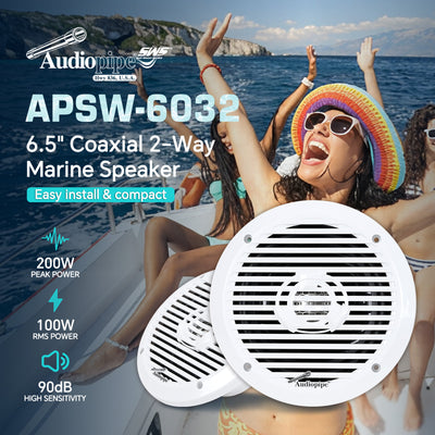 6.5” Coaxial Marine Speaker (APSW-6032),Sold in pairs