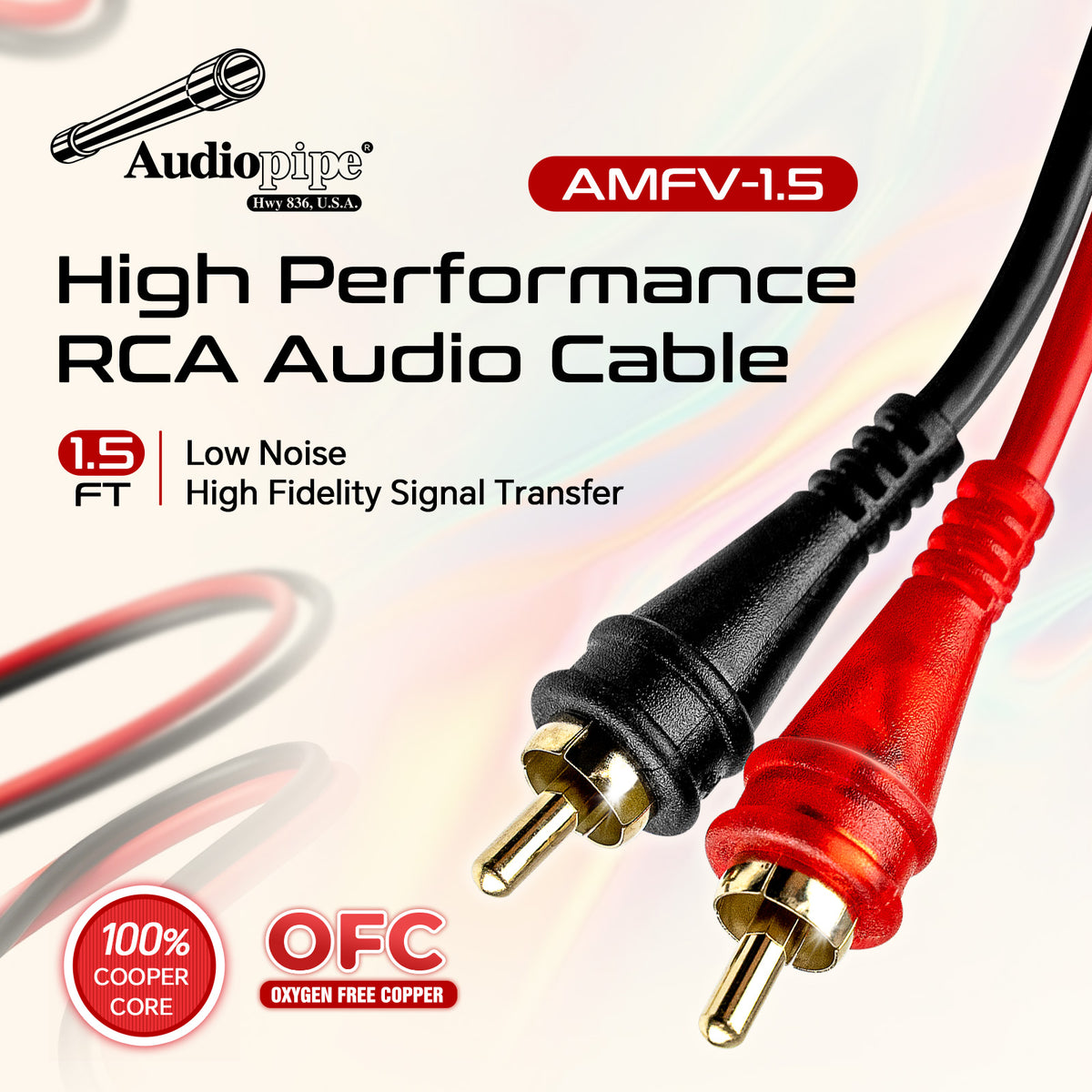 Oxygen Free 1.5’ RCA Audio Cable (AMFV-1.5)