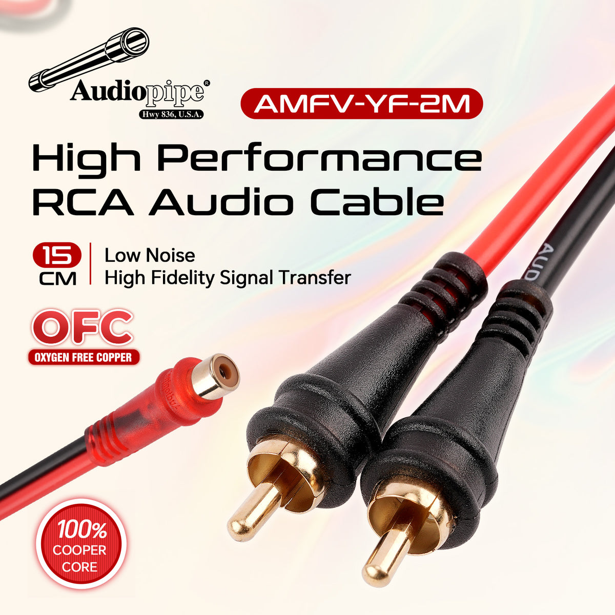 Oxygen Free Shielded “Y" RCA Audio Cable (AMFV-YF-2M)