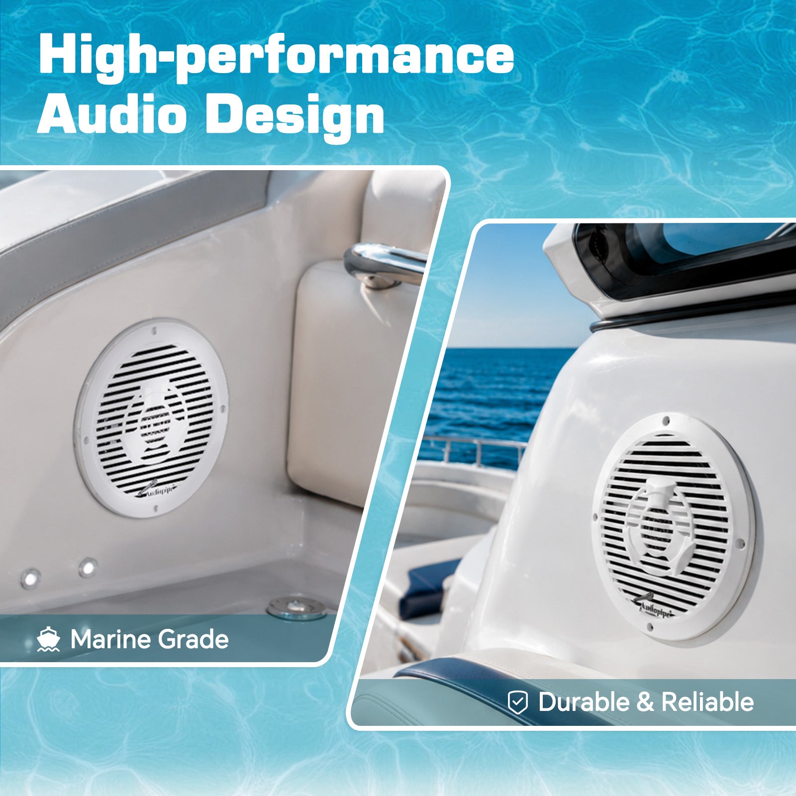 8” Coaxial Marine Speaker (APSW-8032T),Sold in pairs – Audiopipe