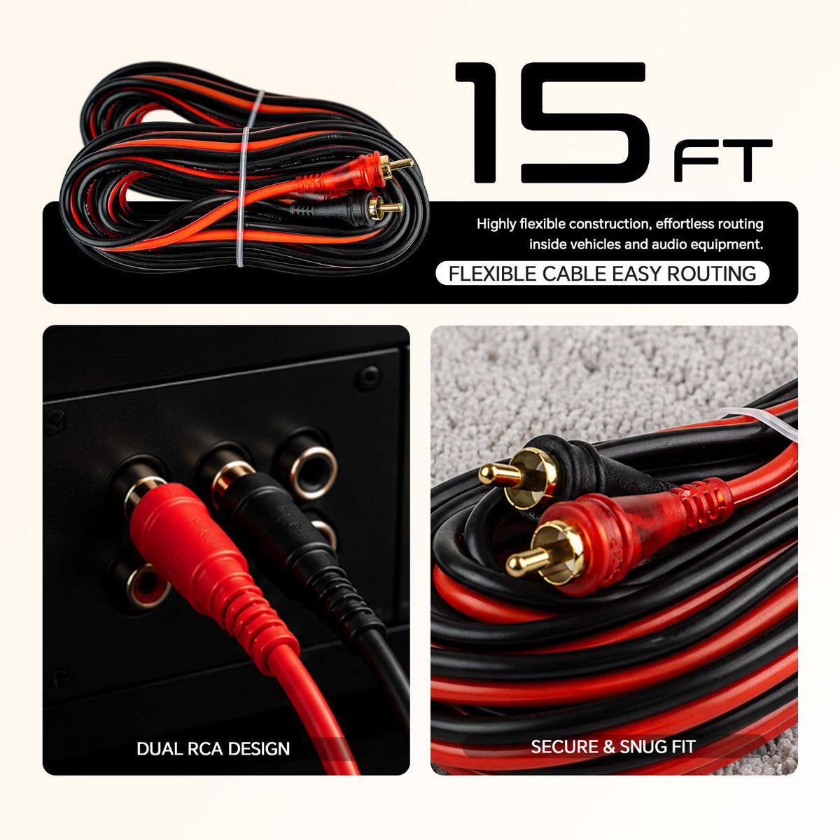 Oxygen Free 15’ RCA Audio Cable (AMFV-15)