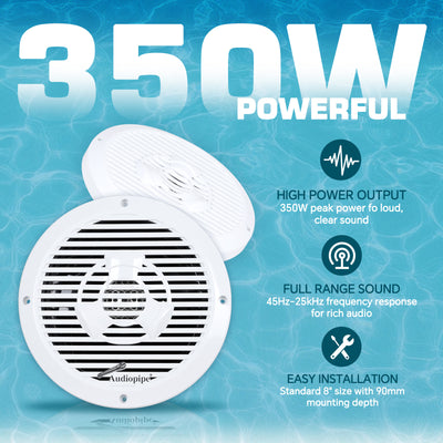 8” Coaxial Marine Speaker (APSW-8032T),Sold in pairs