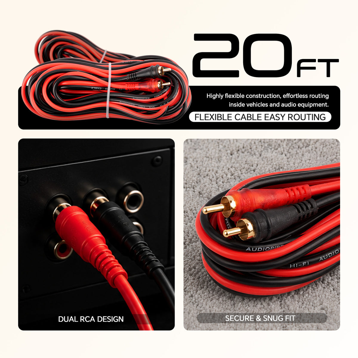 Oxygen Free 20’ RCA Audio Cable (AMFV-20)