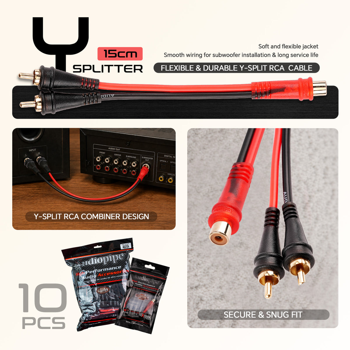 Oxygen Free Shielded “Y" RCA Audio Cable (AMFV-YF-2M)