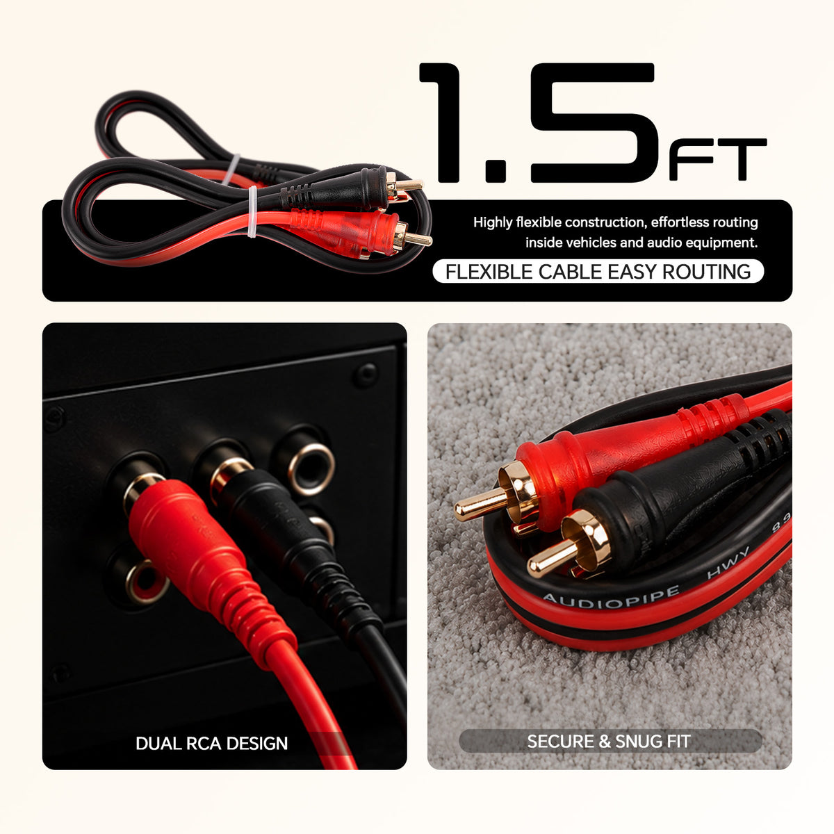 Oxygen Free 1.5’ RCA Audio Cable (AMFV-1.5)