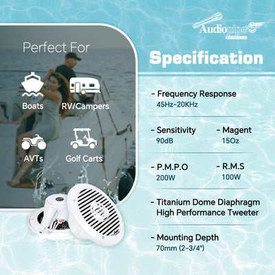 6.5” Coaxial Marine Speaker (APSW-6032),Sold in pairs