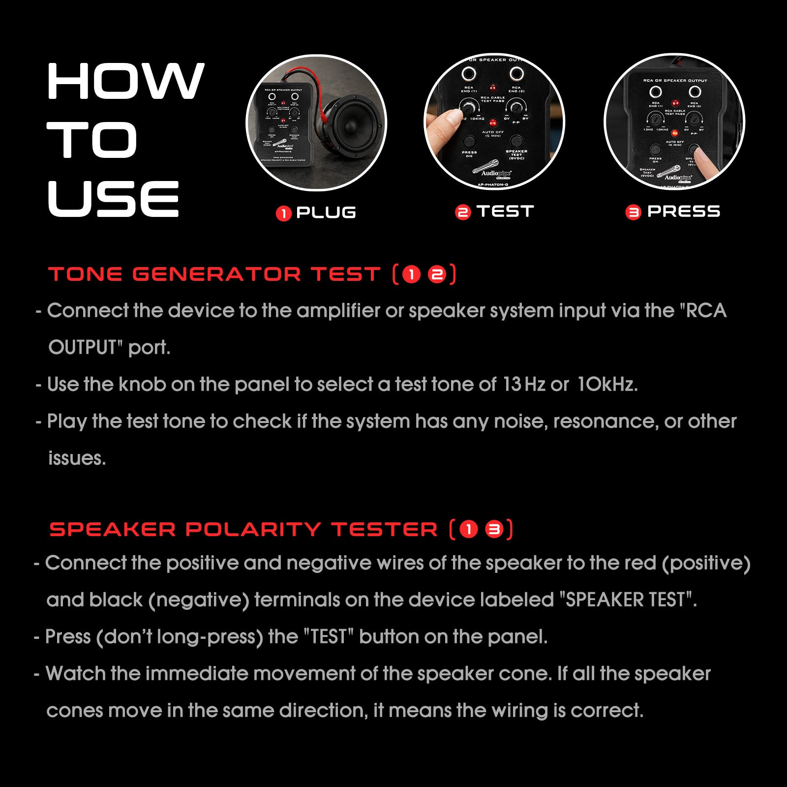 Tone Generator & Speaker Polarity Tester (AP-PHATON-G)