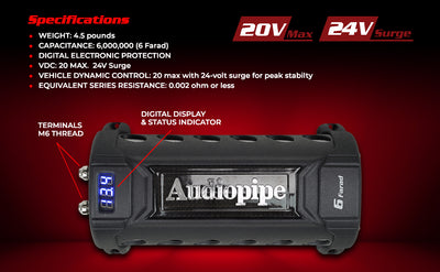 Car Audio Power Capacitor with Digital Display and Electronic Protection (ACAP-D6000)