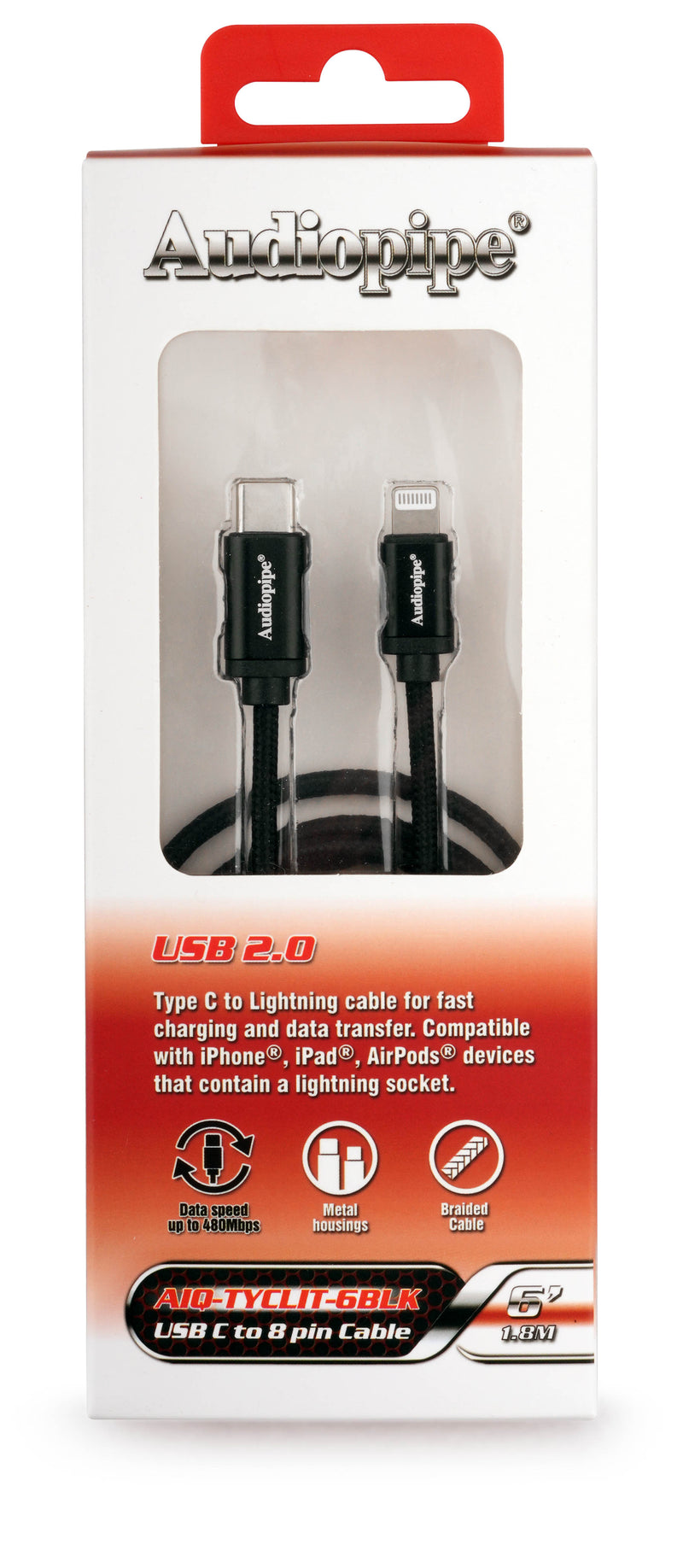 USB C To 8 Pin Cable (AIQ-TYCLIT-6BLK)