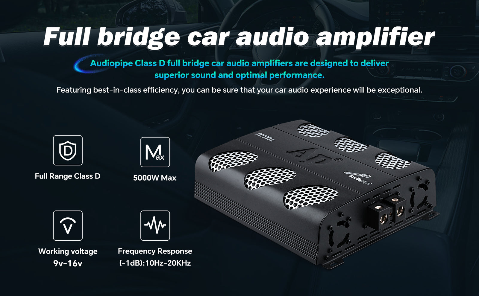 Notherss N1 1000W Mono Car Amplifier - Class D 1-Channel Amp, 1-4 Ohm Stable