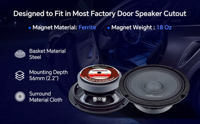 6" Mid-Range Frequency Loudspeaker (APMB-627-4), Sold in pairs