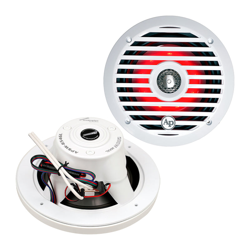 Audiopipe 6.5” Coaxial 2-Way Marine Speaker with LED lights (APSW-654GL) SALT WATER SERIES