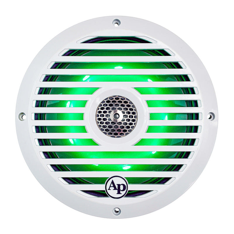 Audiopipe 8” Coaxial 2-Way Marine Speaker with LED lights (APSW-804GL) 2024 SALT WATER SERIES