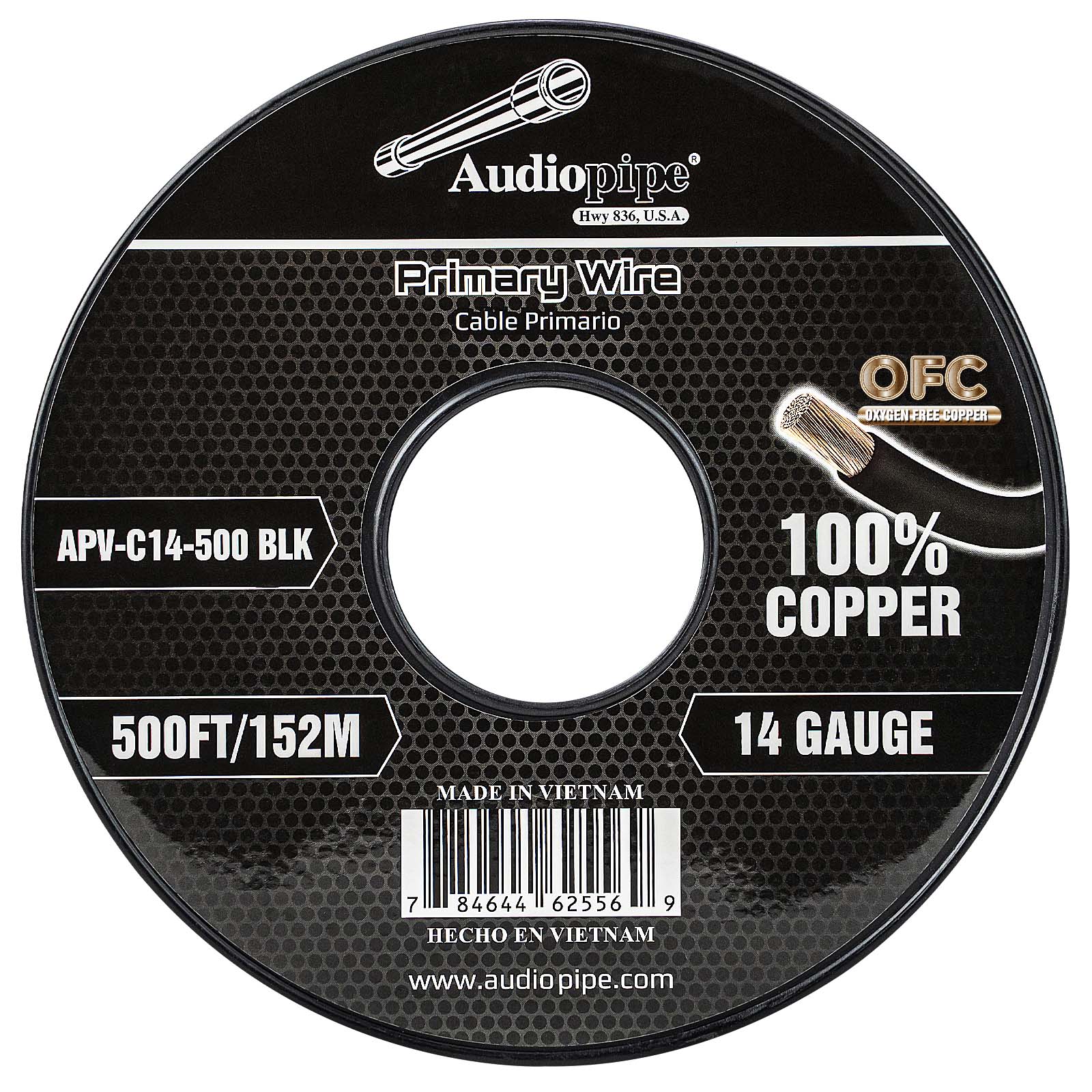 500Ft 14 Gauge Black Primary Wire (APV-C14-500 BLK)