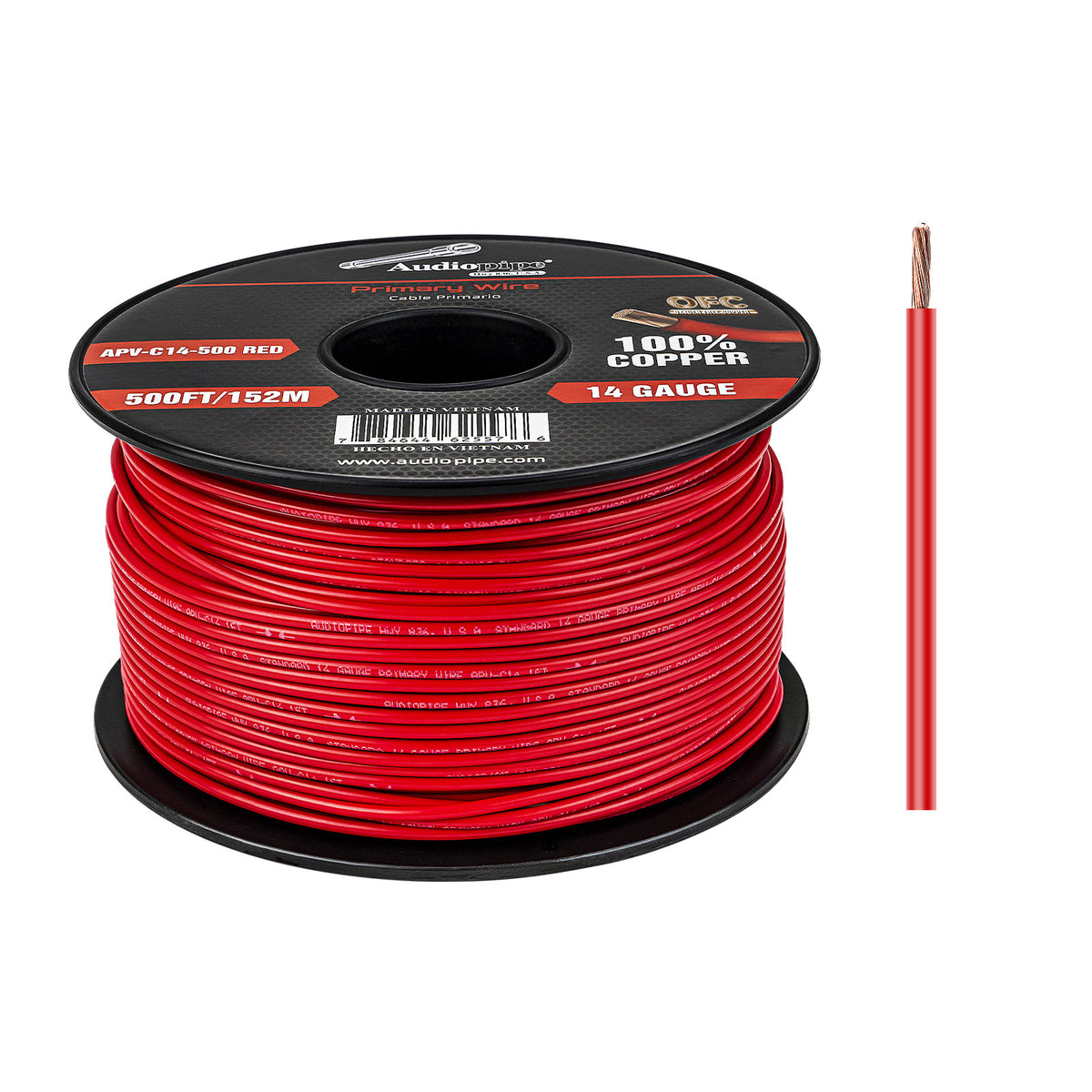 APV-C14-500 RED 500Ft 14 Gauge Red Primary Wire