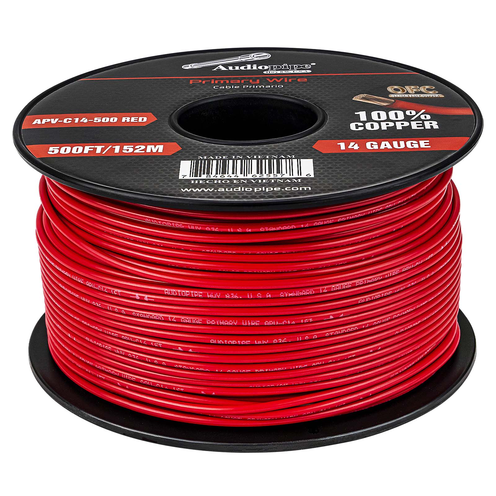 500Ft 14 Gauge Red Primary Wire (APV-C14-500 RED)